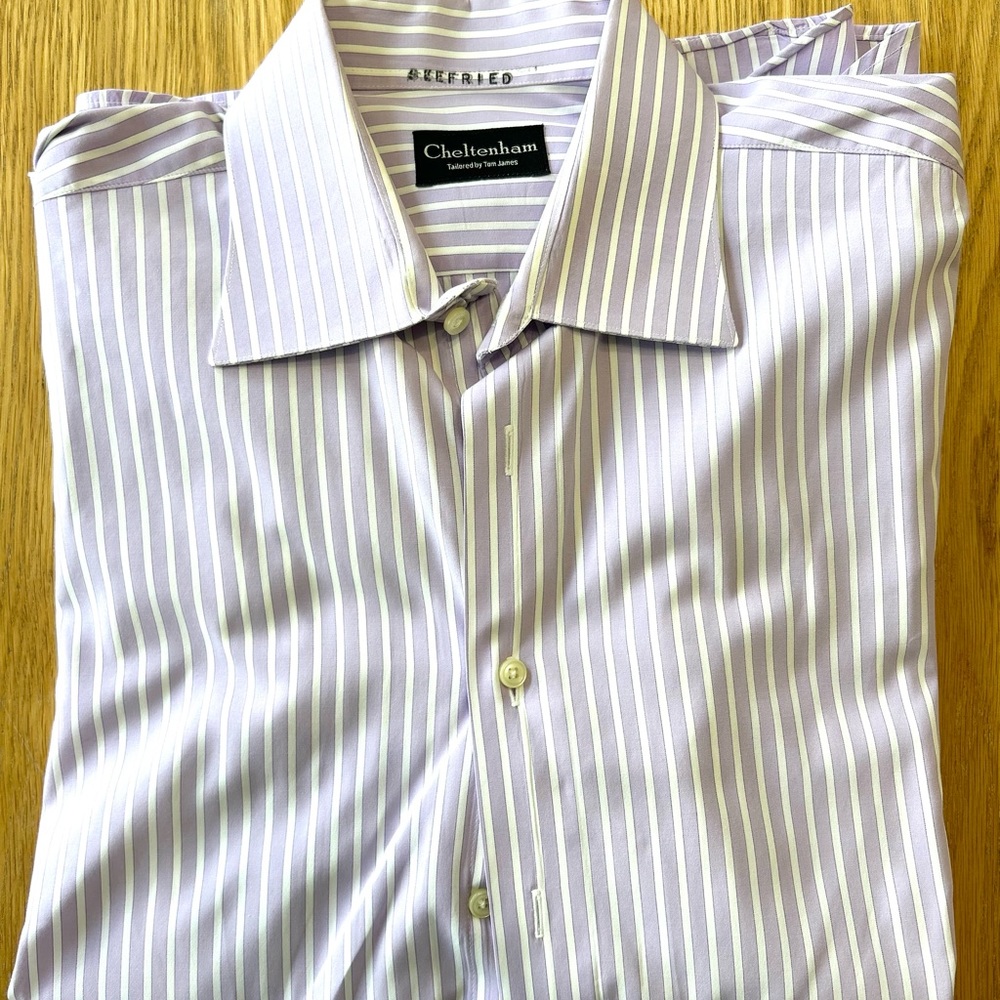 Purple striped Cheltenham Buttondown by Tom James